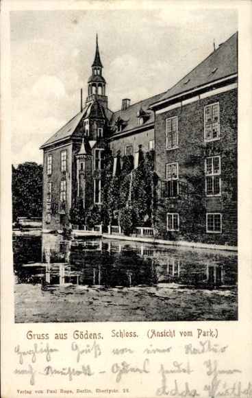 PC Gödens Sande in Friesland, castle view from the park, Verlag Paul Rugs, Berlin