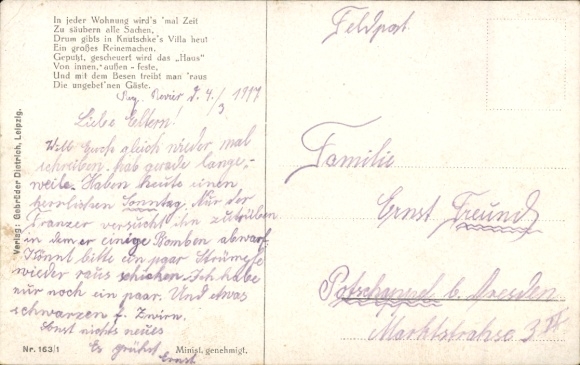 Kunstenaar Ak Thiele?, Arthur, Soldatenleven, Grote schoonmaak, Villa Strandperle