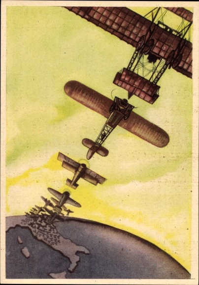 Postcard Pioneeri dell&#39;Aeronautica, Dai Pioneeri alla potenza aerea d&#39;Italia