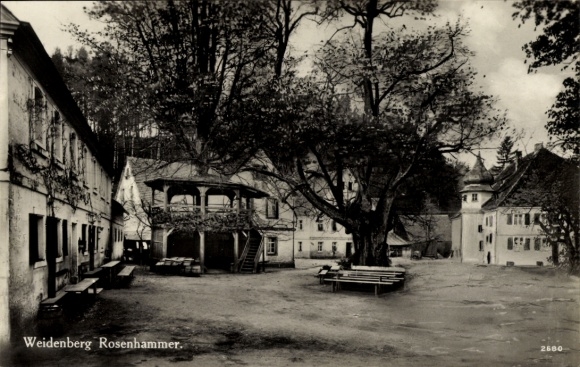Postcard Rosenheim Weidenberg in Upper Franconia, Market Square, Rosenhammer
