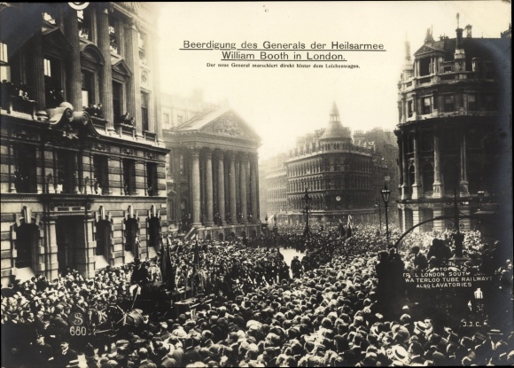 Postcard London City, Funeral of General of the Salvation Army William Booth