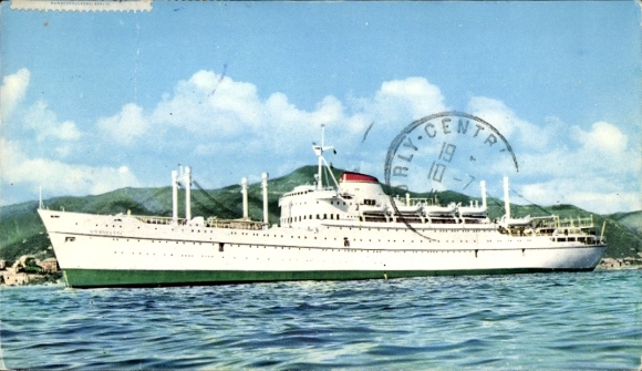 Postcard passenger ship MN Donizetti, Verdi, Rossini, Societa di Navigazione, Genova