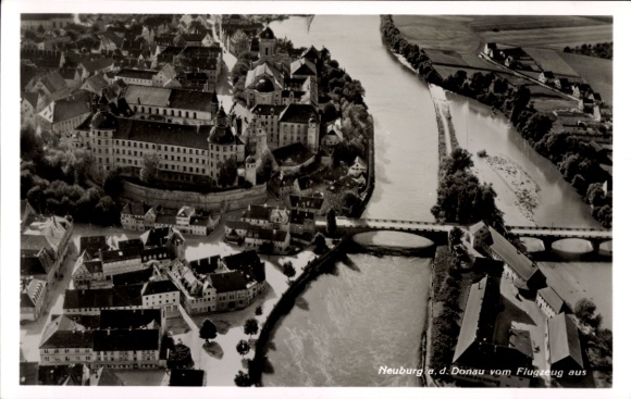 Postcard Neuburg an der Donau Upper Bavaria, aerial photograph