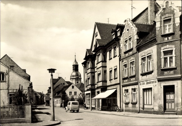 Postcard Ruhland in der Oberlausitz, Bahnhofstrasse, tower