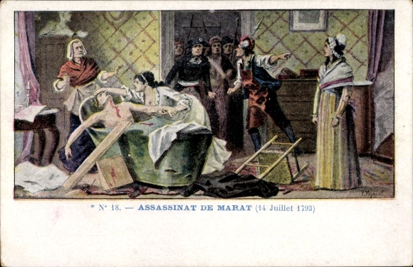 Artist Postcard Assassination of Marat, 1793