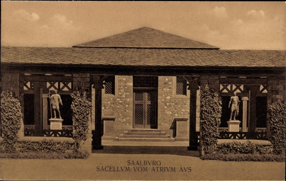 Postcard Bad Homburg vor der Höhe, Roman fort Saalburg, Sacellum from the atrium