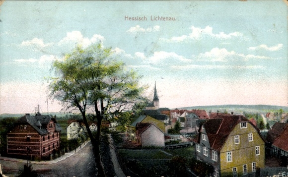 KP Hessisch Lichtenau w Hesji, częściowy widok, wieża kościoła