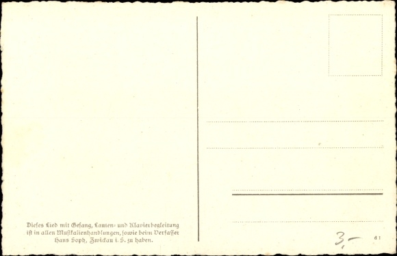 Song Postcard Da Eis&#39;nbah, Erzgebirge dialect, man with a pipe