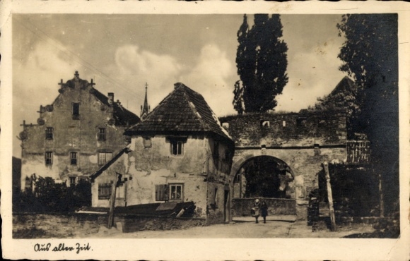 Postcard GIESEN DO NOT GIESSEN -------> 3539 Gießen an der Lahn, old farm, wall, row of trees, K...