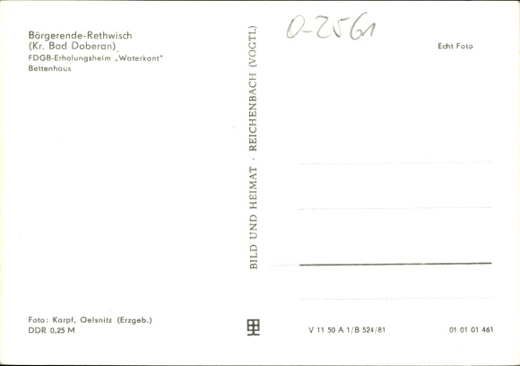 Postcard Börgerende Rethwisch on the Baltic Sea, FDGB convalescent home Waterkant, bed house