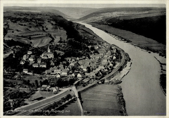 Postcard Hafenlohr am Main Lower Franconia, aerial photograph