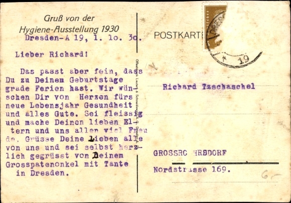 Artist Postcard Dresden Altstadt, Hygiene Exhibition 1930, Kugelhaus, advertising BIOX Ultra toothpaste