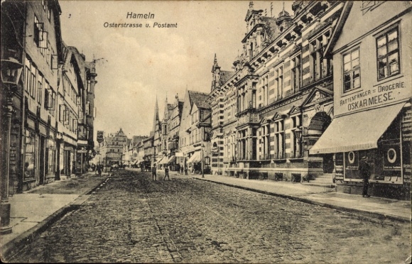Ak Hameln an der Weser Niedersachsen, Osterstraße, Postamt, Drogerie