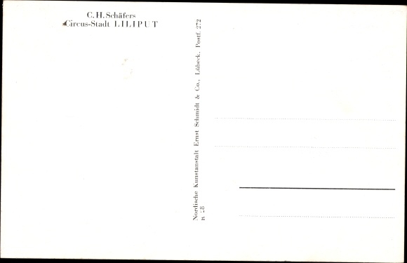 Postcard CH Schäfers Circus Stadt Liliput, costumes, group photo, midgets