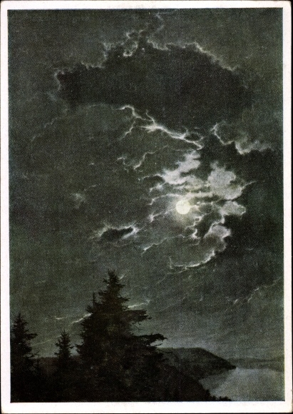 Artist PC Kriegel, Willy, night, HDK 574, moon, clouds