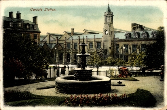 Postcard Carlisle Cumbria England, train station