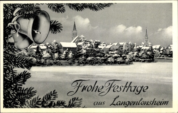 PC Langenlonsheim an der Nahe Pfalz, general view, winter, Christmas greetings