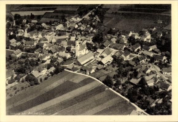 Postcard Inning am Ammersee Upper Bavaria, aerial photograph