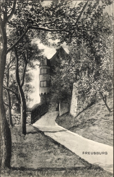Postcard Freusburg Churches on the Sieg, Restaurant Fr. Ache