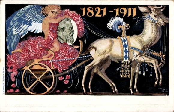 Postal stationery artist Postcard Diez, M., Prince Regent Luitpold of Bavaria, 1821 to 1911, carriage