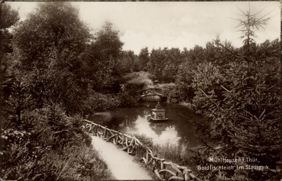 Postcard Mühlhausen in Thuringia, goldfish pond in the city park