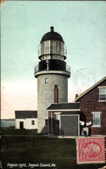 Postcard Maine USA, Seguin Light, Seguin Island
