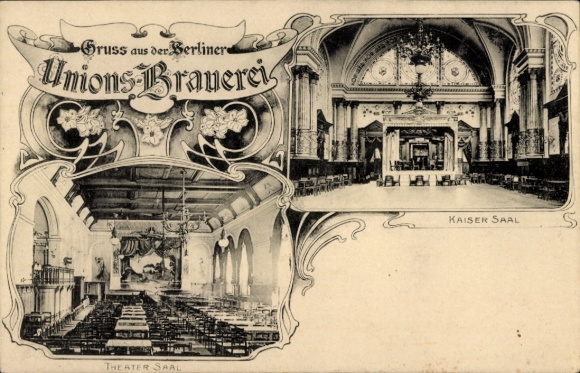 Postcard Berlin Kreuzberg, Union Brewery, Hasenheide 22-31, Kaisersaal