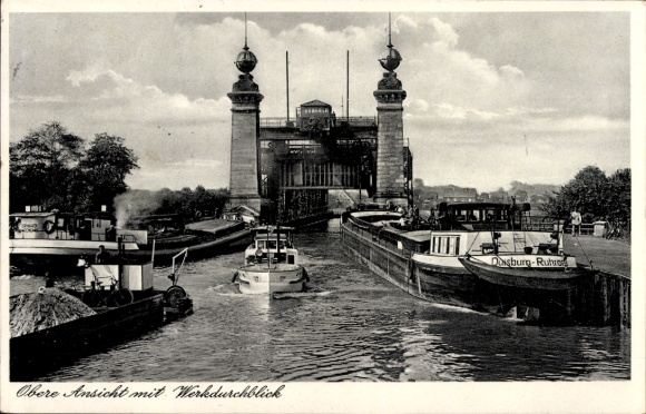 Ak Oberwiese Waltrop Ruhrgebiet, Schiffshebewerk Henrichenburg, Obere Ansicht mit Werkdurchblick