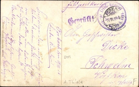 Kunstenaarskaart Thiele, Arthur, wij barbaren, veldorde in vijandelijk land