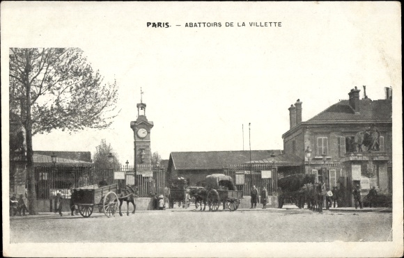 Ansichtkaart Parijs XIX La Villette, slachthuizen