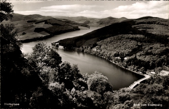 Krajowy stempel pocztowy (16) Heringhausen Diemelsee via Korbach na pocztówce 25 czerwca 1958
