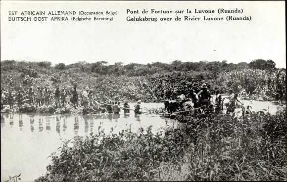 Ak Ruanda, Pont de Fortune sur la Luvone, Occupation Belge, Deutsch Ostafrika
