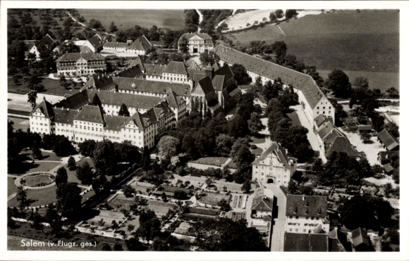 Postcard Salem in the Bodenseekreis Baden, Imperial Abbey, aerial photograph