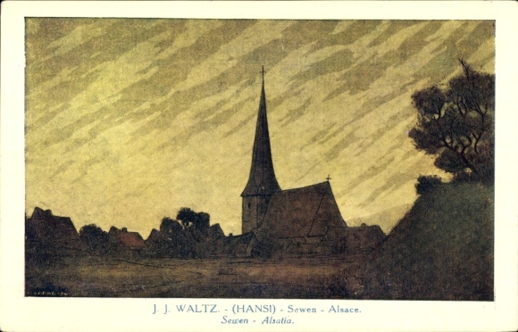 Artist Postcard Hansi / Jean Jacques Waltz, Sewen Alsace Haut Rhin, Église