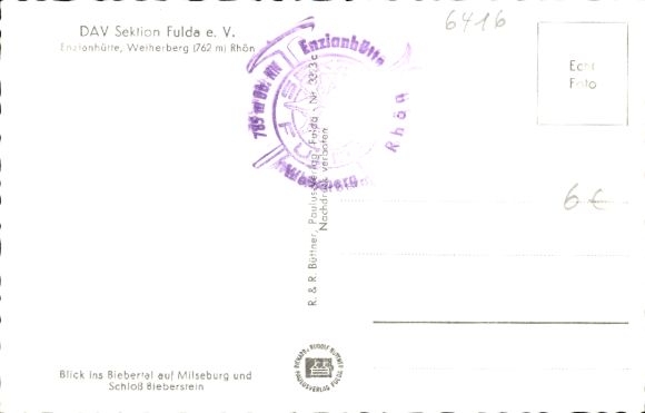 Postcard Poppenhausen an der Wasserkuppe Rhön, Weiherberg, DAV section Fulda eV, Panorama