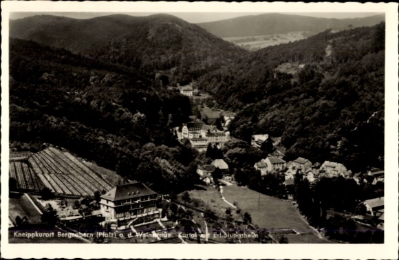 Postcard Bad Bergzabern on the Palatinate Wine Route, aerial photograph, Kurtal, recreation home