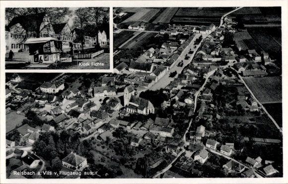 Ak Reisbach in Niederbayern, Fliegeraufnahme, Kiosk Fichte
