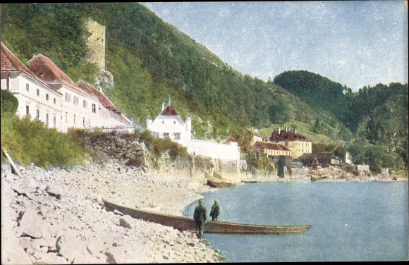 Postcard Sarmingstein St. Nikola Upper Austria, banks of the Danube