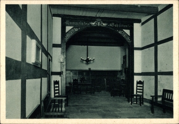 Postcard Bückeburg in the district of Schaumburg, youth hostel, interior view