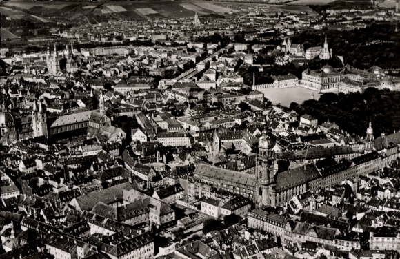 Postcard Würzburg am Main Lower Franconia, aerial photograph of the city