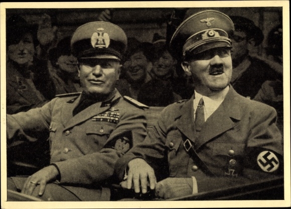 Postcard Führer and Reich Chancellor Adolf Hitler, Benito Mussolini, state meeting, men of the time 126