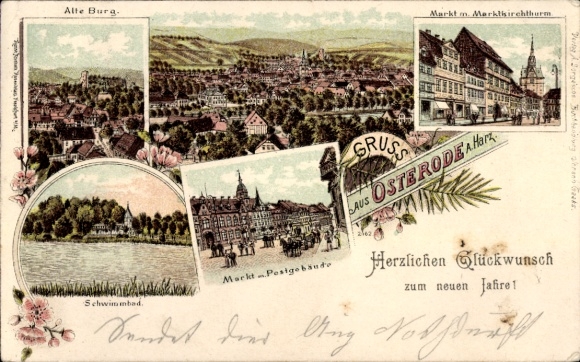 lito Osterode am Harz, Stary Zamek, Rynek z Wieżą Kościoła Targowego, Budynek Poczty, Basen