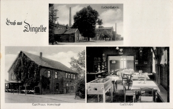 Postcard Dingelbe Schellerten in Lower Saxony, sugar factory, Himstedt inn, guest room
