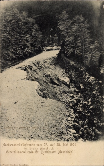 Ak Messkirch in de Zwabische Jura, overstromingsramp 27.-28. mei 1904