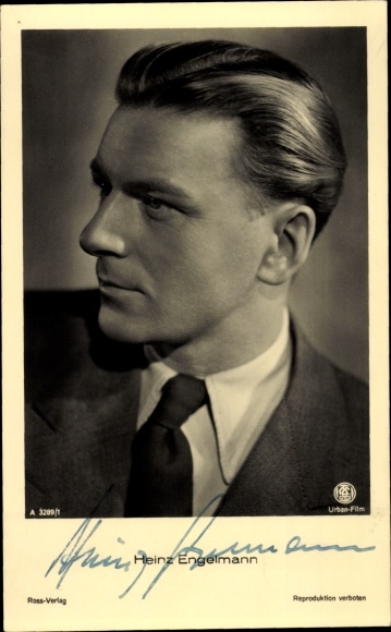 Postcard actor Heinz Engelmann, portrait, autograph