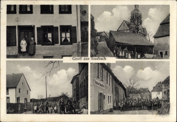 PC Seesbach im Hunsrück, church, inn, town views
