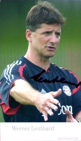 Autograph card Werner Leuthard, fitness coach, FC Bavaria Munich, T-Com, autograph