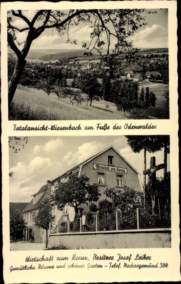 Ak Wiesenbach im Odenwald, Wirtschaft zum Kreuz, Totalansicht