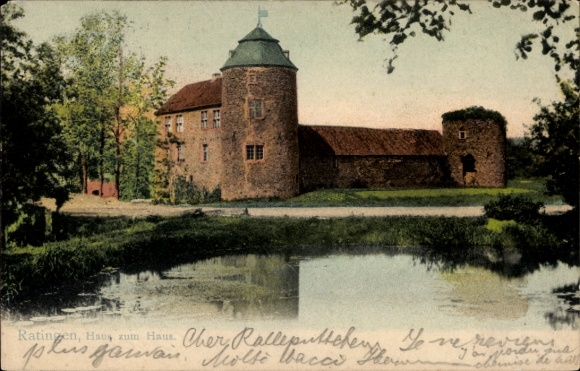 Postcard Ratingen North Rhine-Westphalia, house to house, historical architecture, quiet pond, green ...