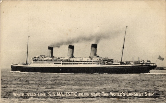 Ak Steamer SS Majestic, Dampfschiff, White Star Line